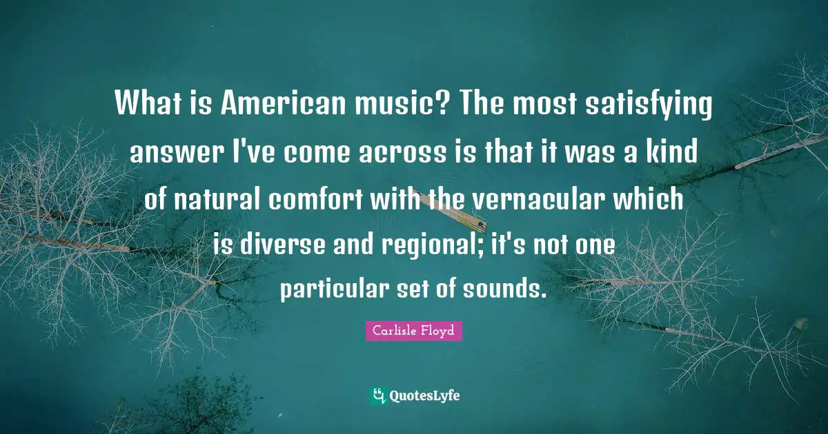 What is American music? The most satisfying answer I've come across is that it was a kind of natural comfort with the vernacular which is diverse and regional; it's not one particular set of sounds.