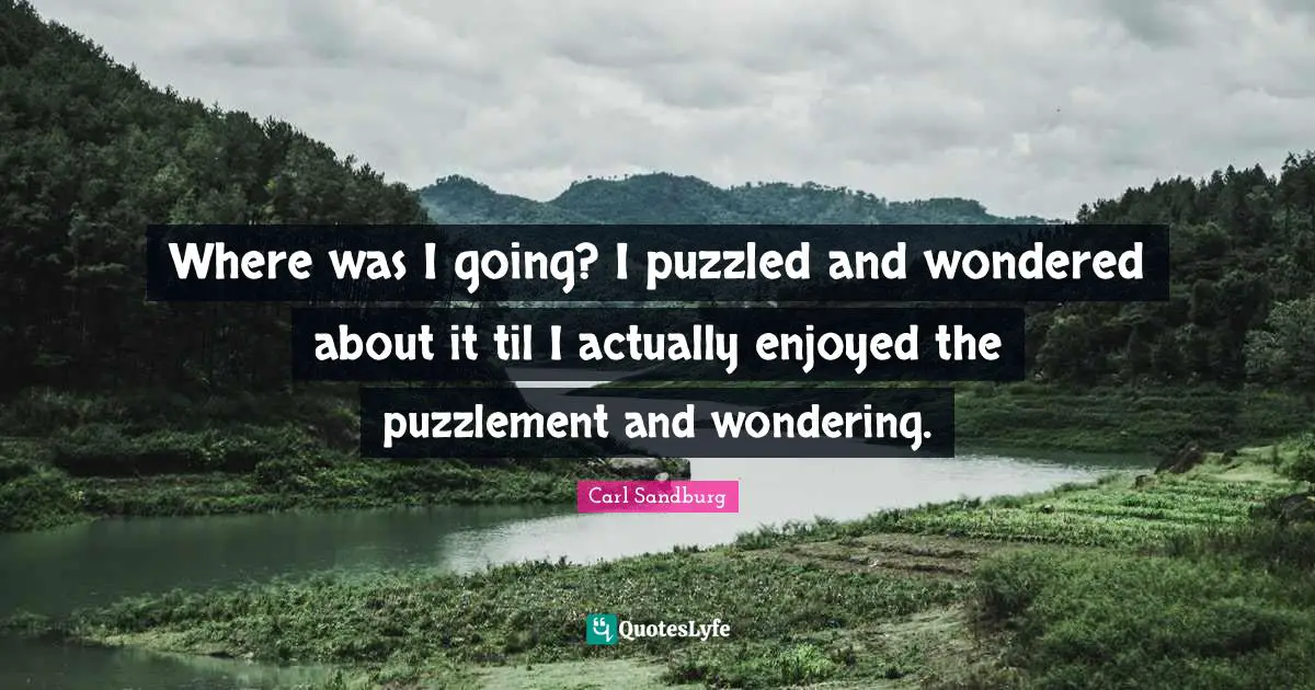 Where was I going? I puzzled and wondered about it til I actually enjoyed the puzzlement and wondering.