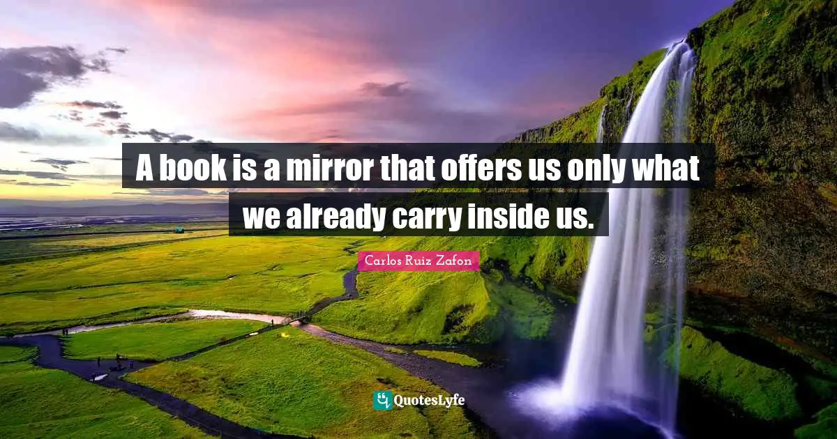 A book is a mirror that offers us only what we already carry inside us.