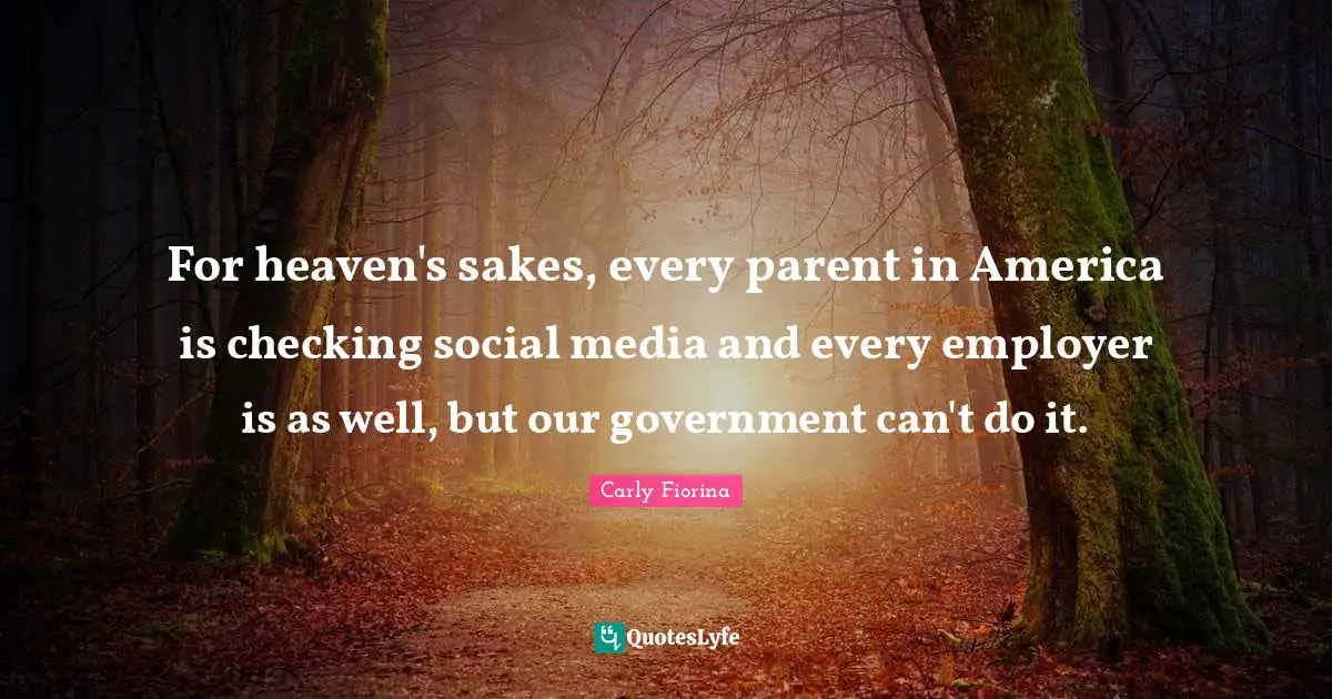 For heaven's sakes, every parent in America is checking social media and every employer is as well, but our government can't do it.