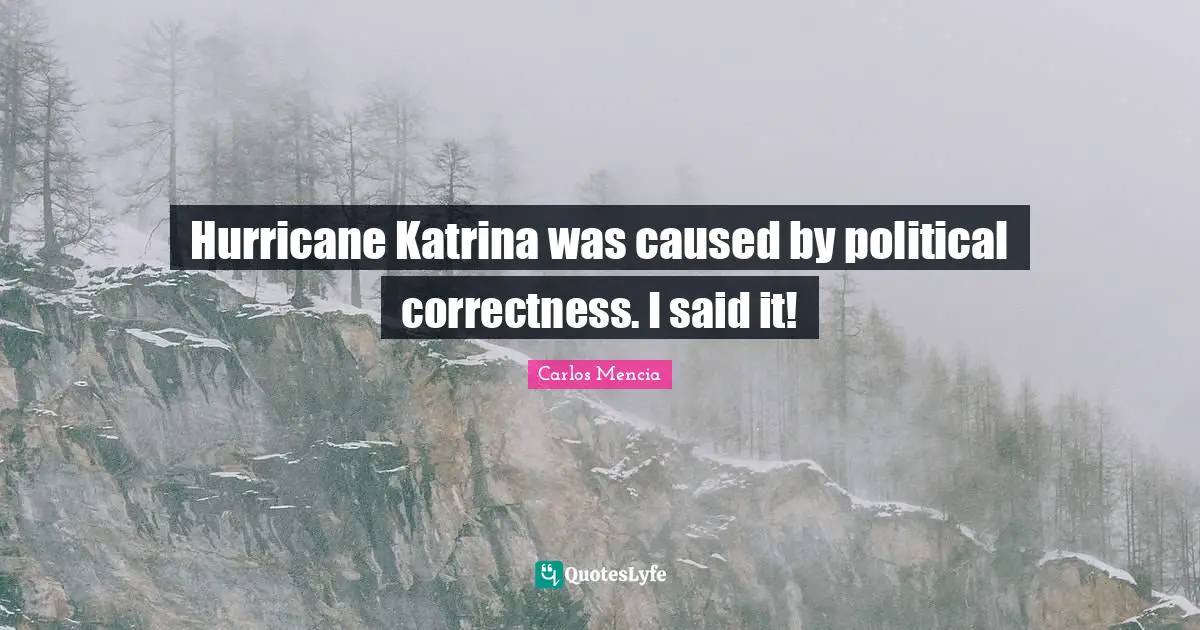 The Hurricane Quotes: "Hurricane Katrina was caused by political correctness. I said it!"