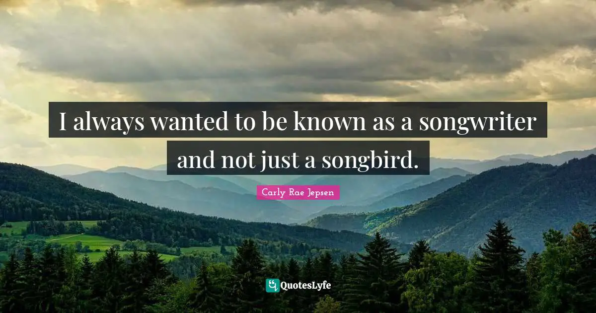 I always wanted to be known as a songwriter and not just a songbird.