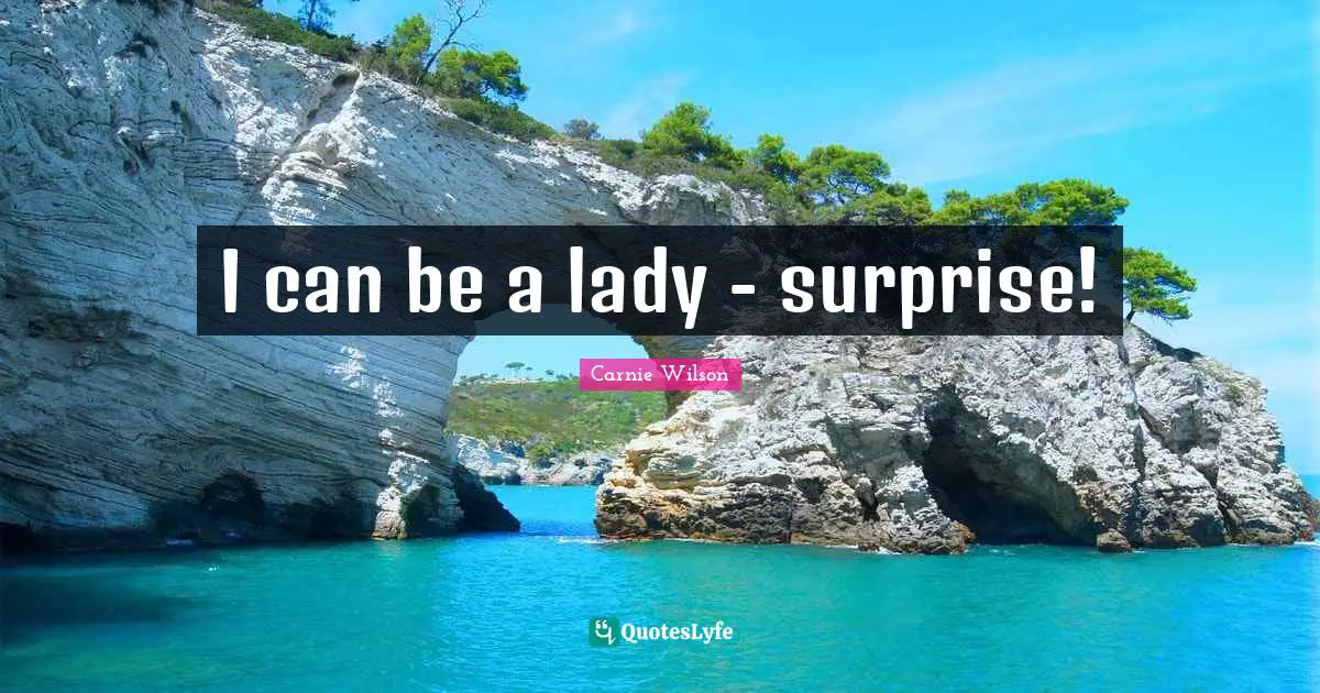 Carnie Wilson Quotes: "I can be a lady - surprise!"