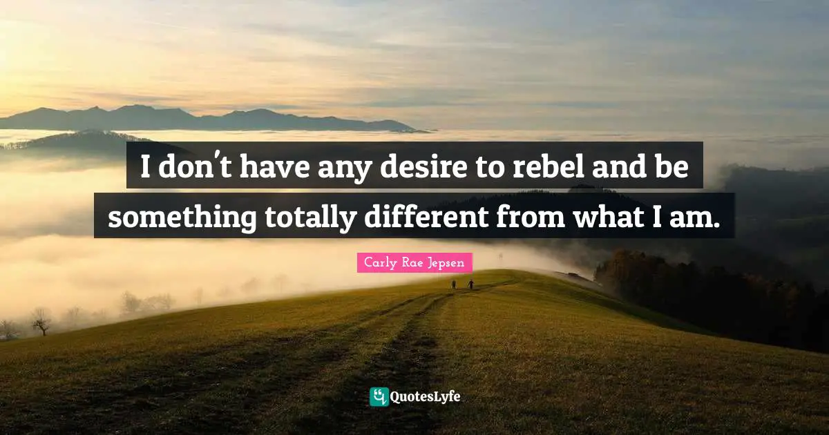 I don't have any desire to rebel and be something totally different from what I am.