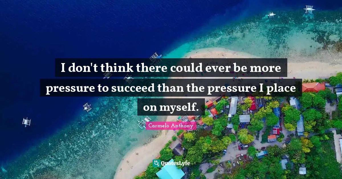 I don't think there could ever be more pressure to succeed than the pressure I place on myself.