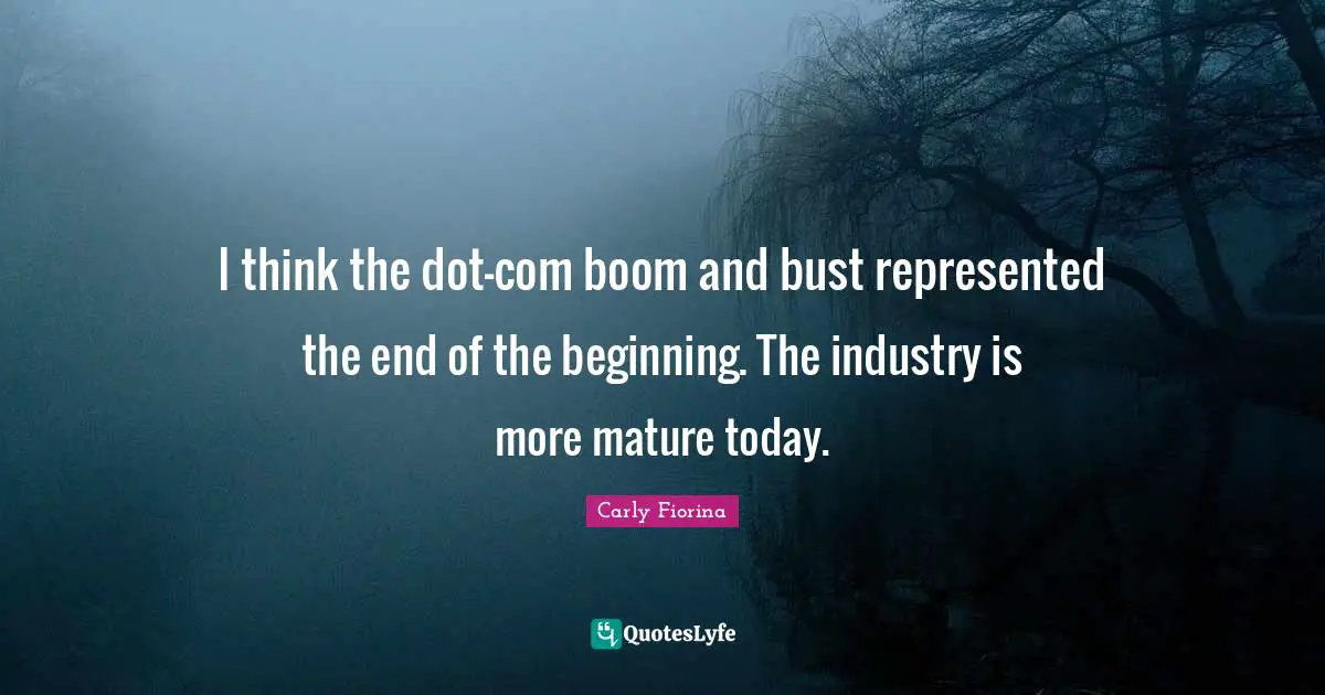 I think the dot-com boom and bust represented the end of the beginning. The industry is more mature today.