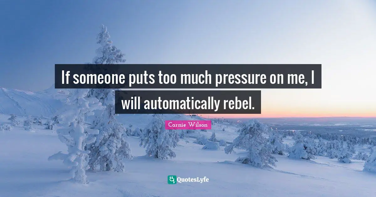 If someone puts too much pressure on me, I will automatically rebel.