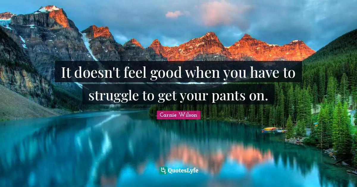 Carnie Wilson Quotes: "It doesn't feel good when you have to struggle to get your pants on."