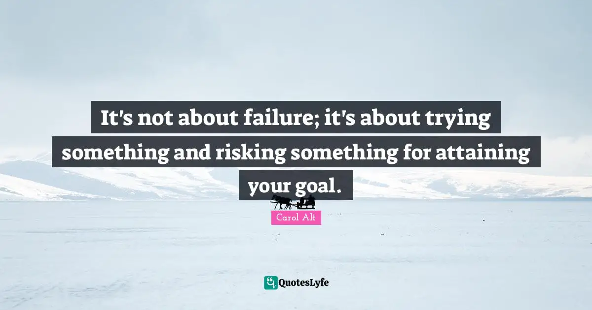 It's not about failure; it's about trying something and risking something for attaining your goal.