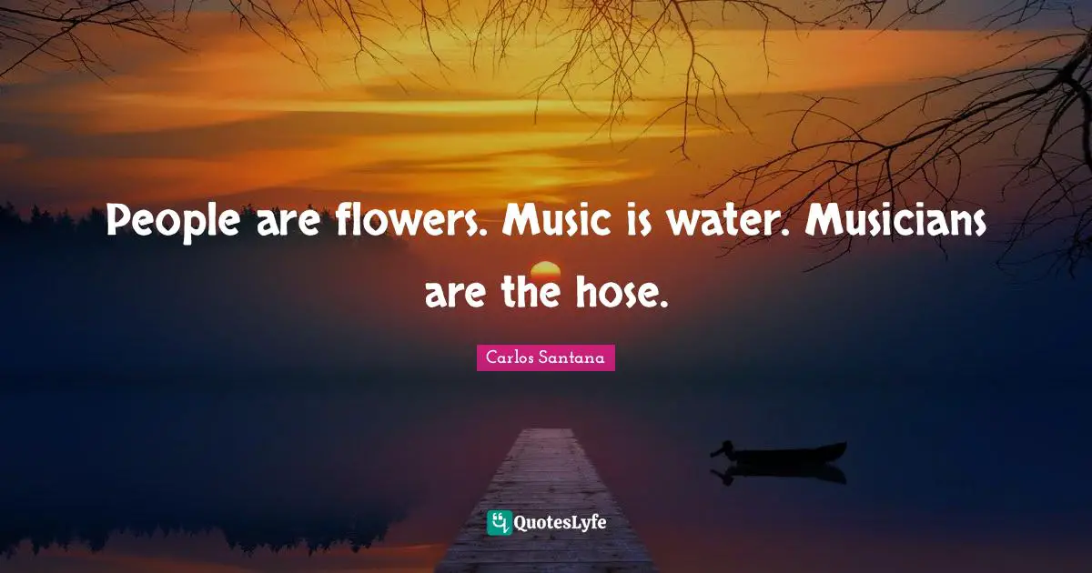 People are flowers. Music is water. Musicians are the hose.