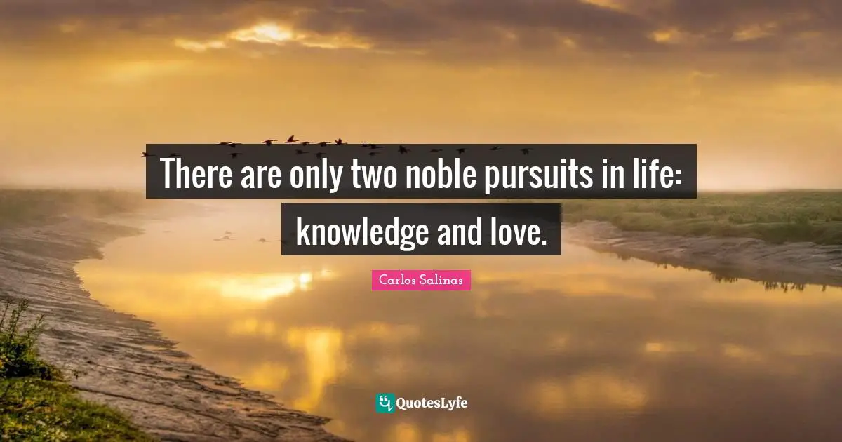 Carlos Salinas Quotes: "There are only two noble pursuits in life: knowledge and love."