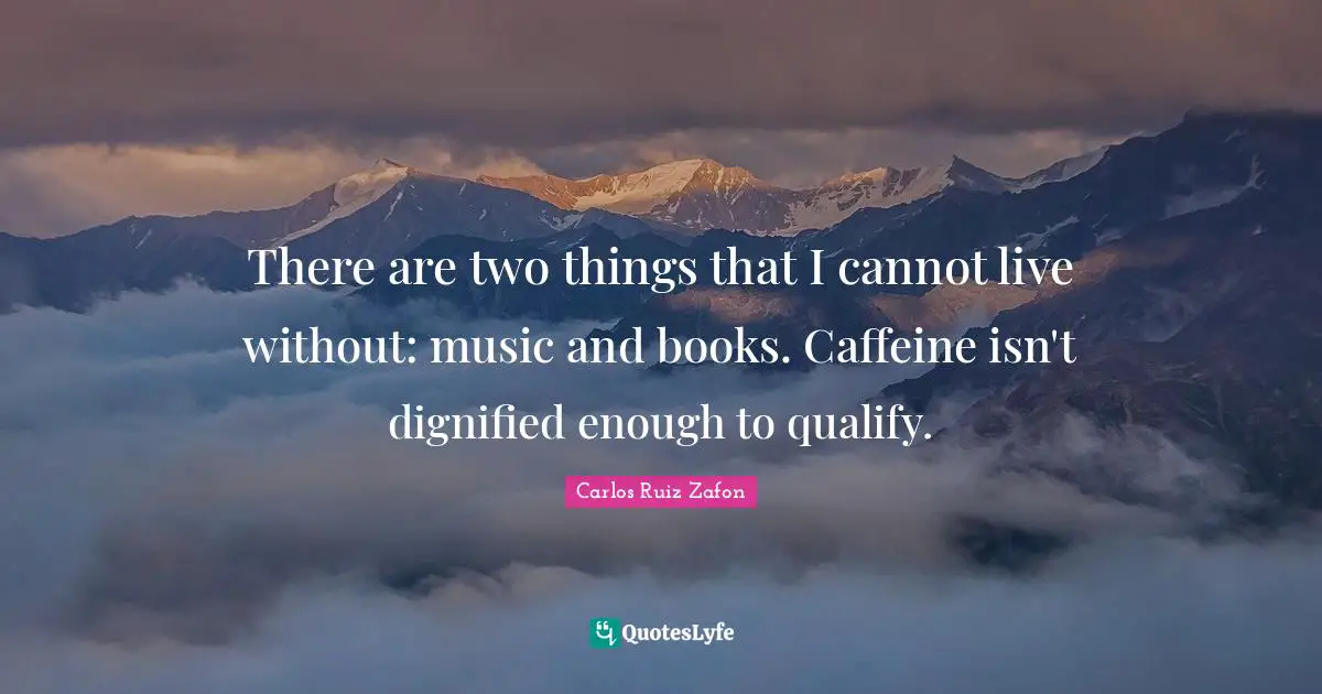 There are two things that I cannot live without: music and books. Caffeine isn't dignified enough to qualify.