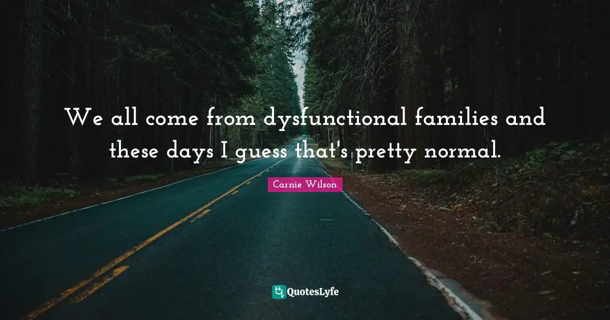 We all come from dysfunctional families and these days I guess that's pretty normal.