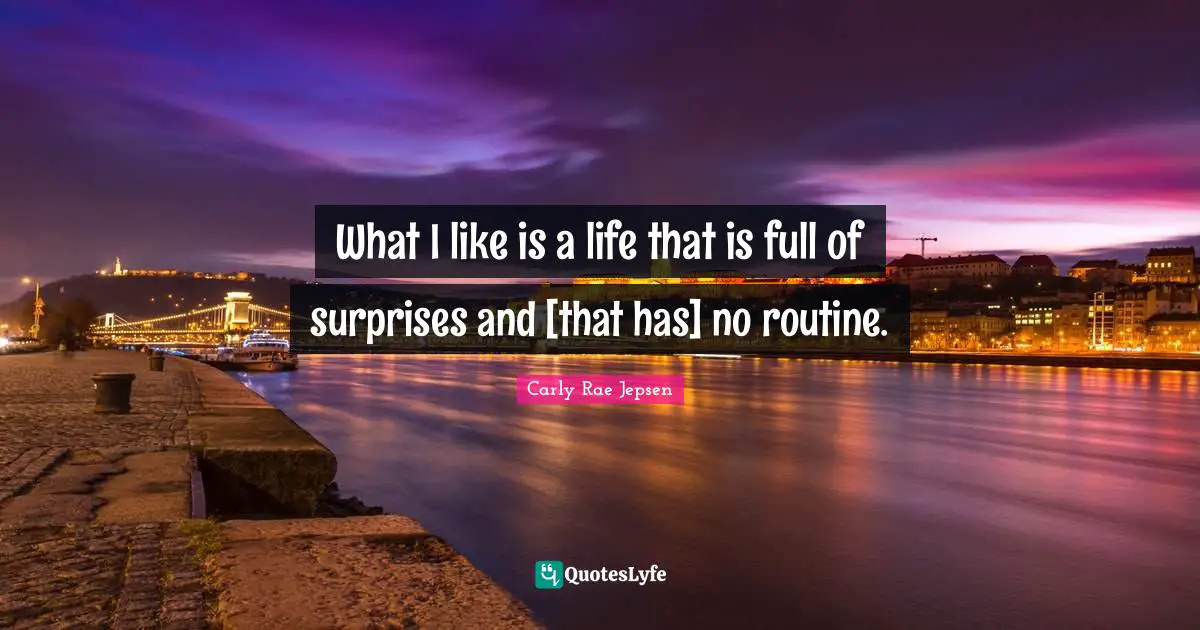 What I like is a life that is full of surprises and [that has] no routine.
