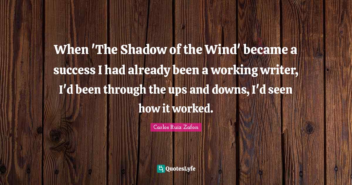 When 'The Shadow of the Wind' became a success I had already been a wo