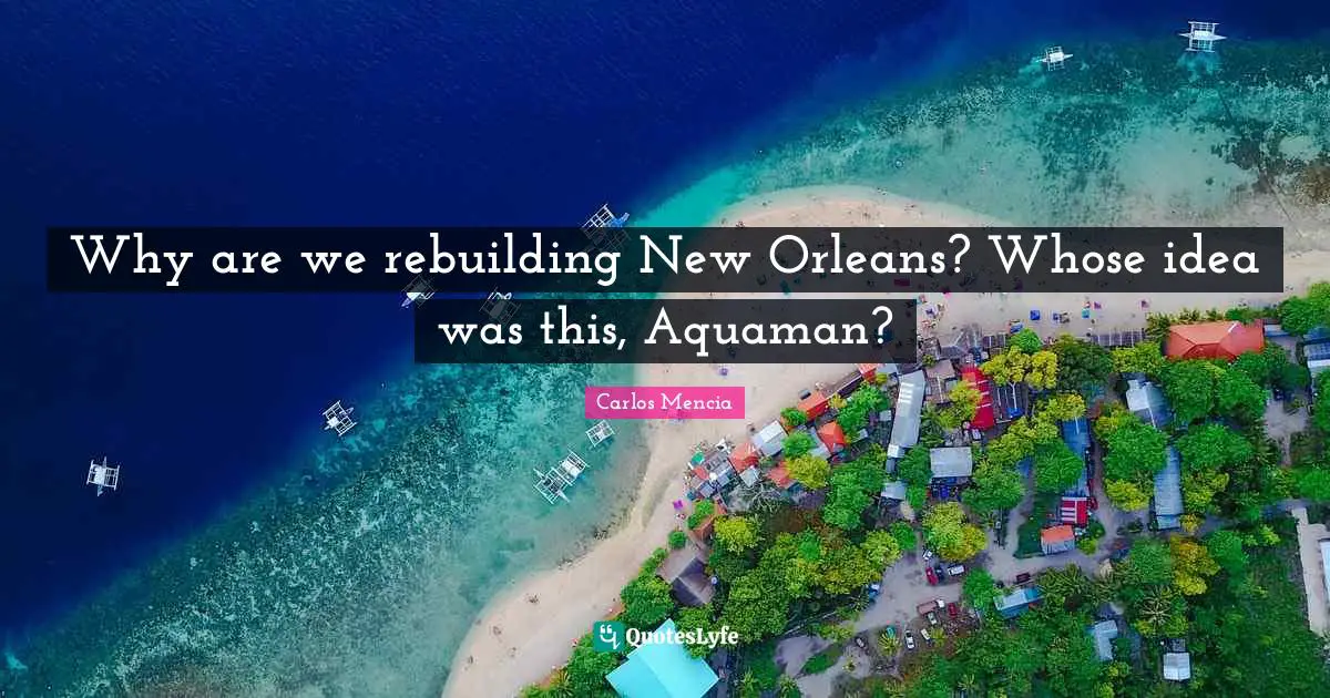 Rebuilding Quotes: "Why are we rebuilding New Orleans? Whose idea was this, Aquaman?"