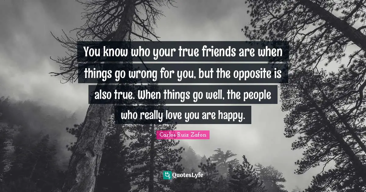 You know who your true friends are when things go wrong for you, but the opposite is also true. When things go well, the people who really love you are happy.