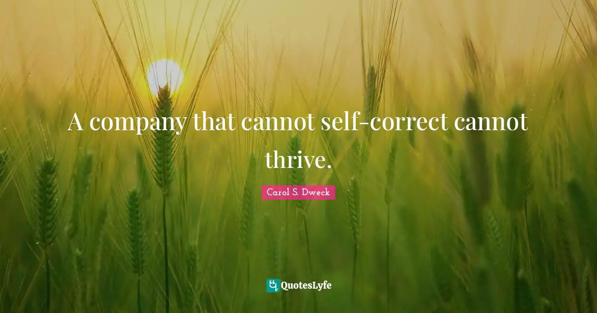 Carol S. Dweck Quotes: "A company that cannot self-correct cannot thrive."