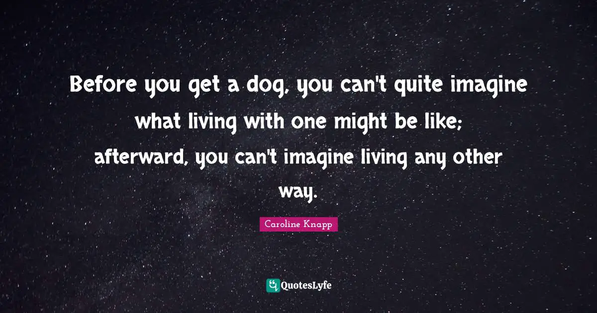 Before you get a dog, you can't quite imagine what living with one might be like; afterward, you can't imagine living any other way.