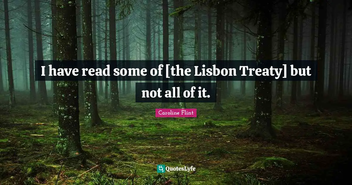 I have read some of [the Lisbon Treaty] but not all of it.