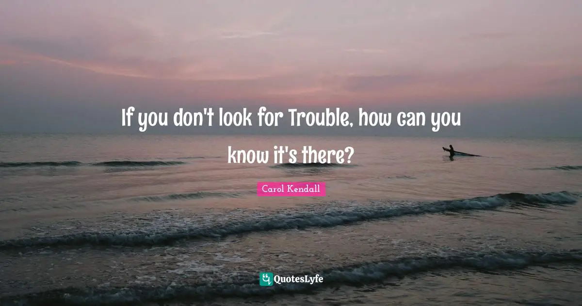 If you don't look for Trouble, how can you know it's there?