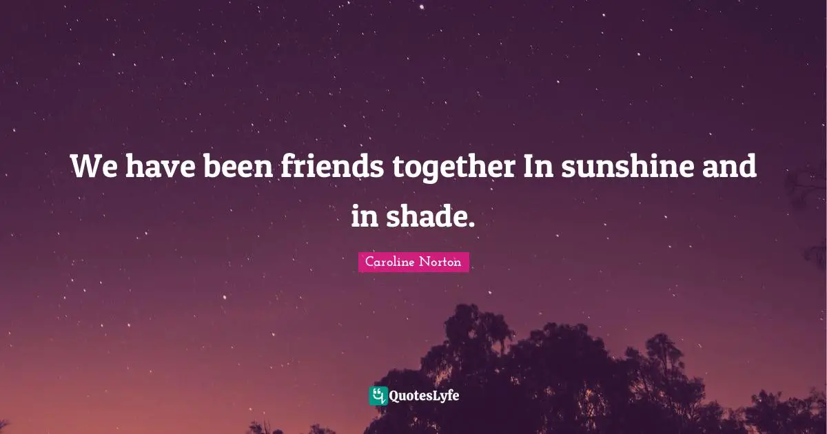 True Friend Quotes: "We have been friends together In sunshine and in shade."