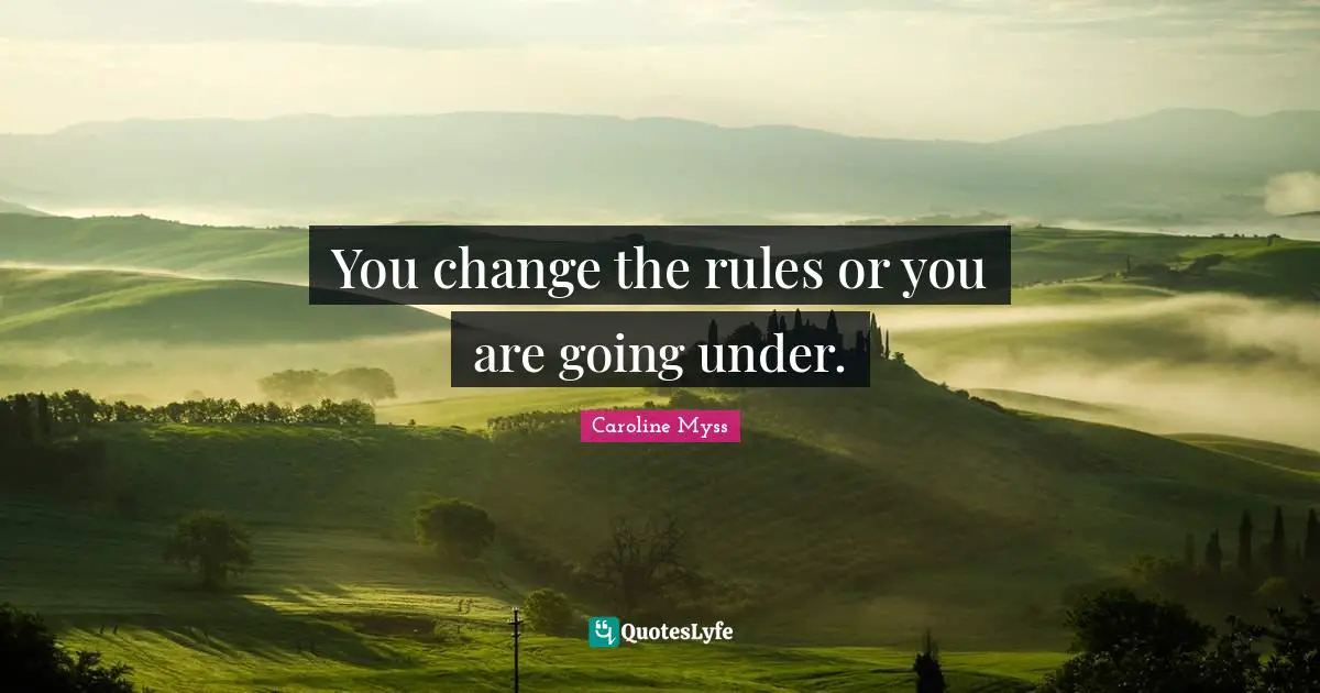 You change the rules or you are going under.