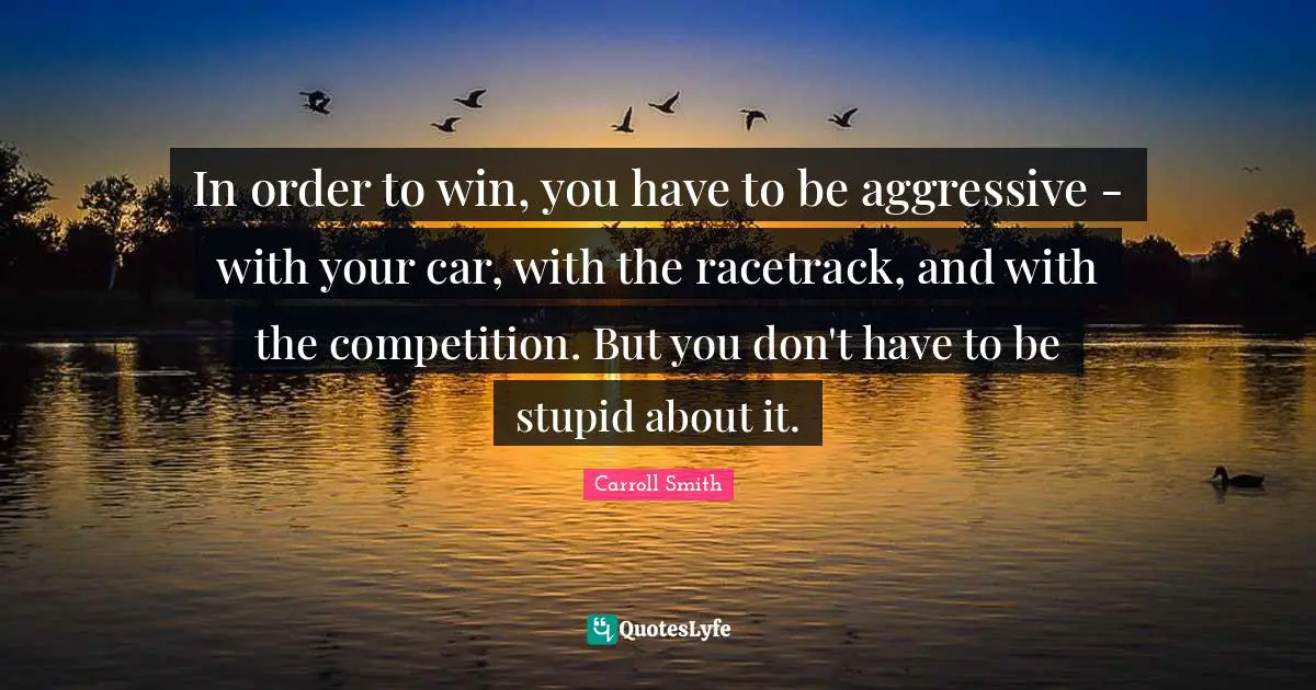 In order to win, you have to be aggressive - with your car, with the racetrack, and with the competition. But you don't have to be stupid about it.