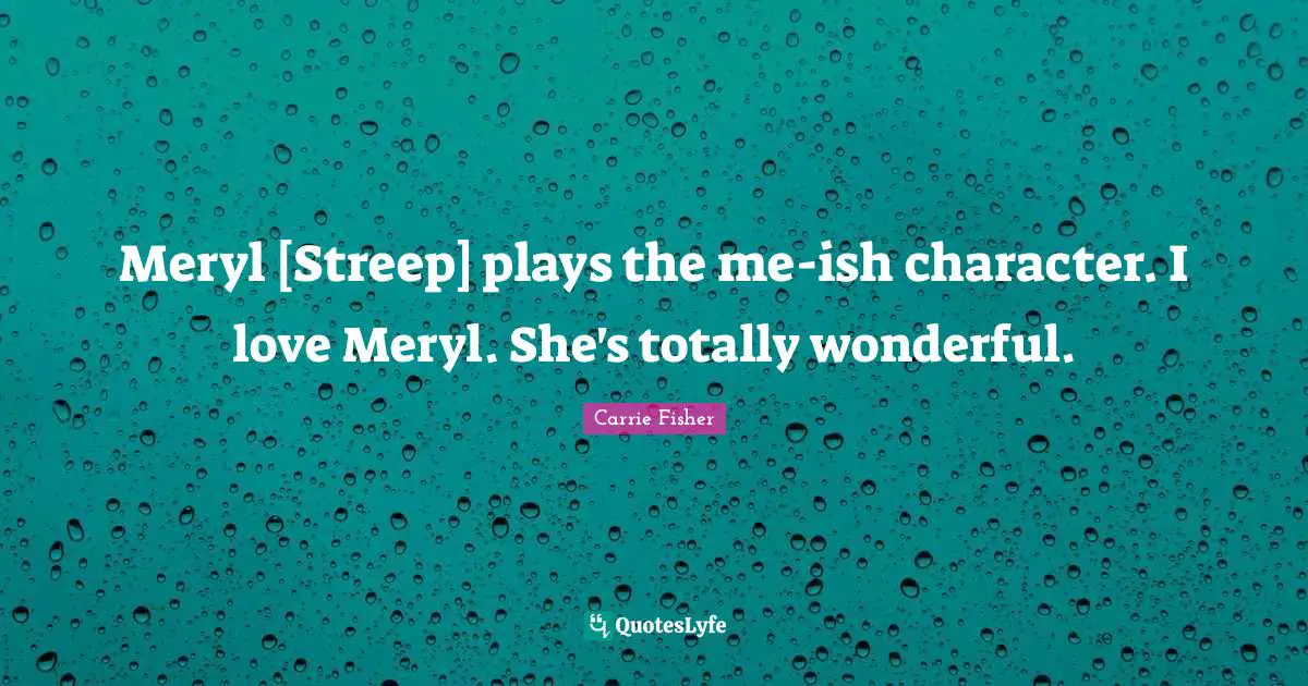 Meryl [Streep] plays the me-ish character. I love Meryl. She's totally wonderful.