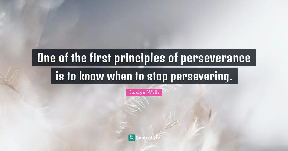 One of the first principles of perseverance is to know when to stop persevering.