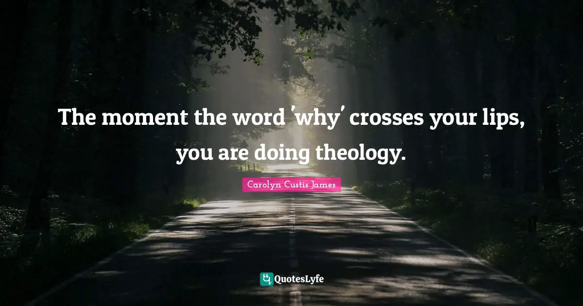 The moment the word 'why' crosses your lips, you are doing theology.