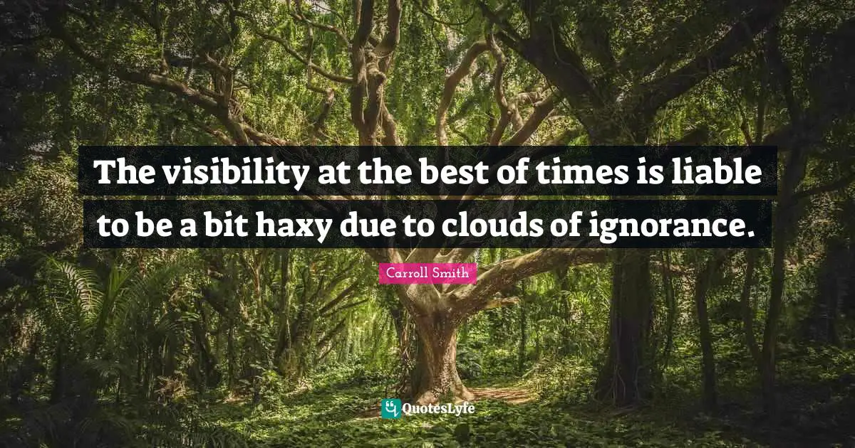 The visibility at the best of times is liable to be a bit haxy due to clouds of ignorance.