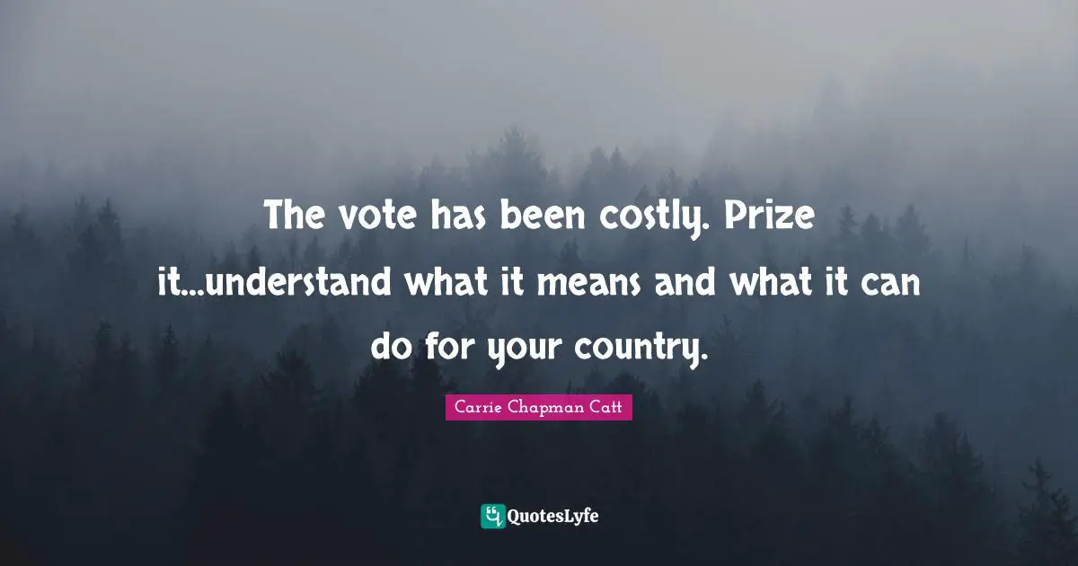 Vote Quotes: "The vote has been costly. Prize it...understand what it means and what it can do for your country."