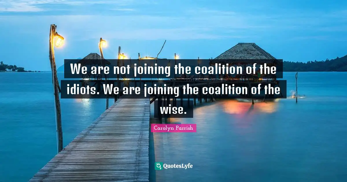 We are not joining the coalition of the idiots. We are joining the coalition of the wise.
