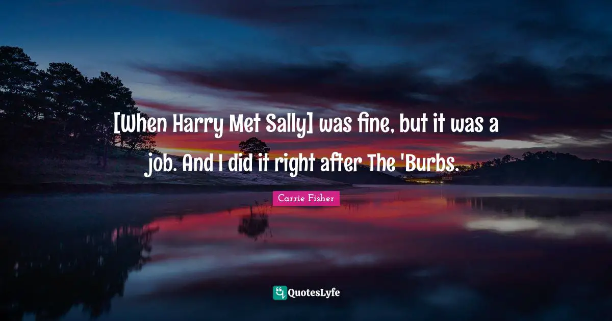 [When Harry Met Sally] was fine, but it was a job. And I did it right after The 'Burbs.