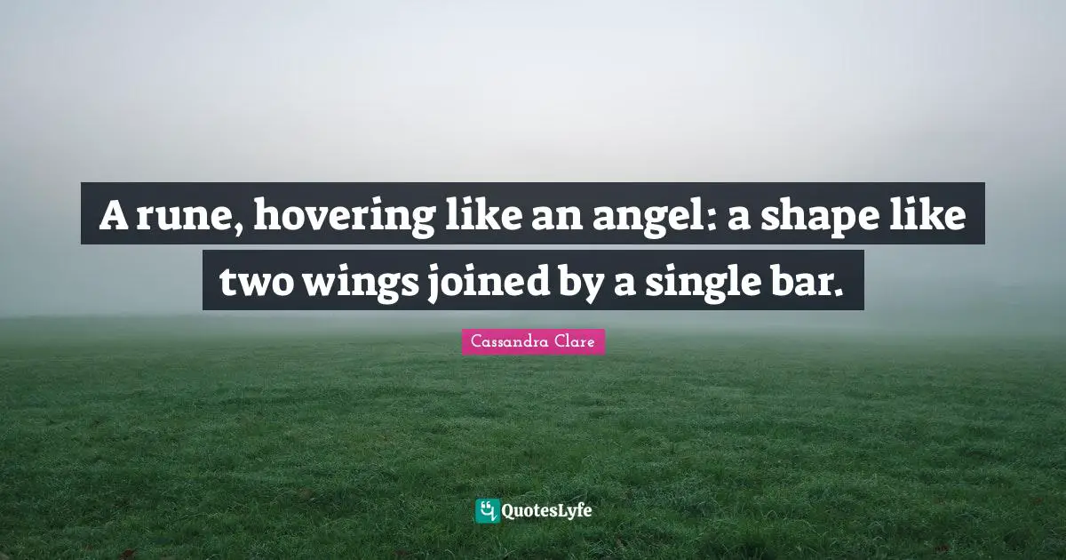 A rune, hovering like an angel: a shape like two wings joined by a single bar.