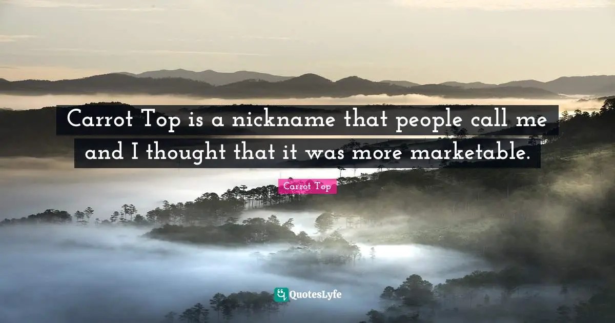 Nicknames Quotes: "Carrot Top is a nickname that people call me and I thought that it was more marketable."