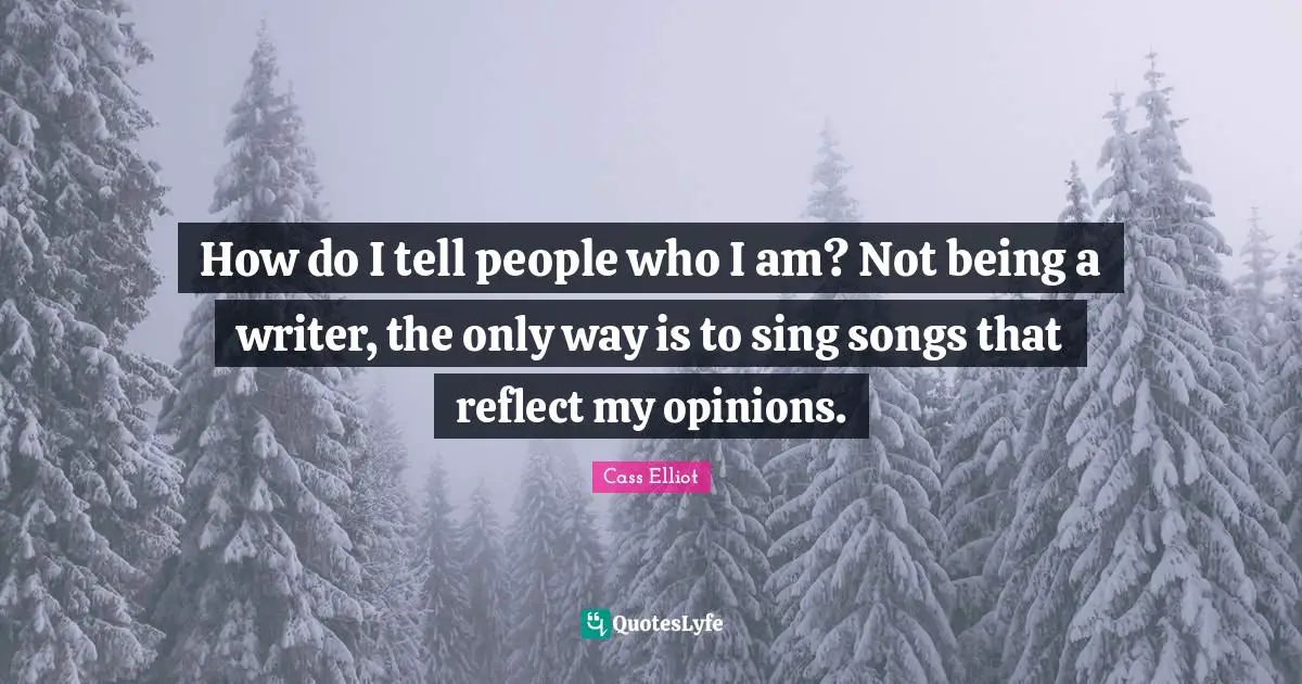 How do I tell people who I am? Not being a writer, the only way is to sing songs that reflect my opinions.
