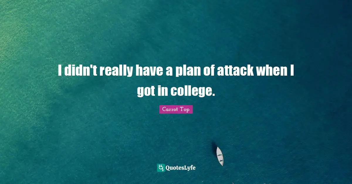 I didn't really have a plan of attack when I got in college.