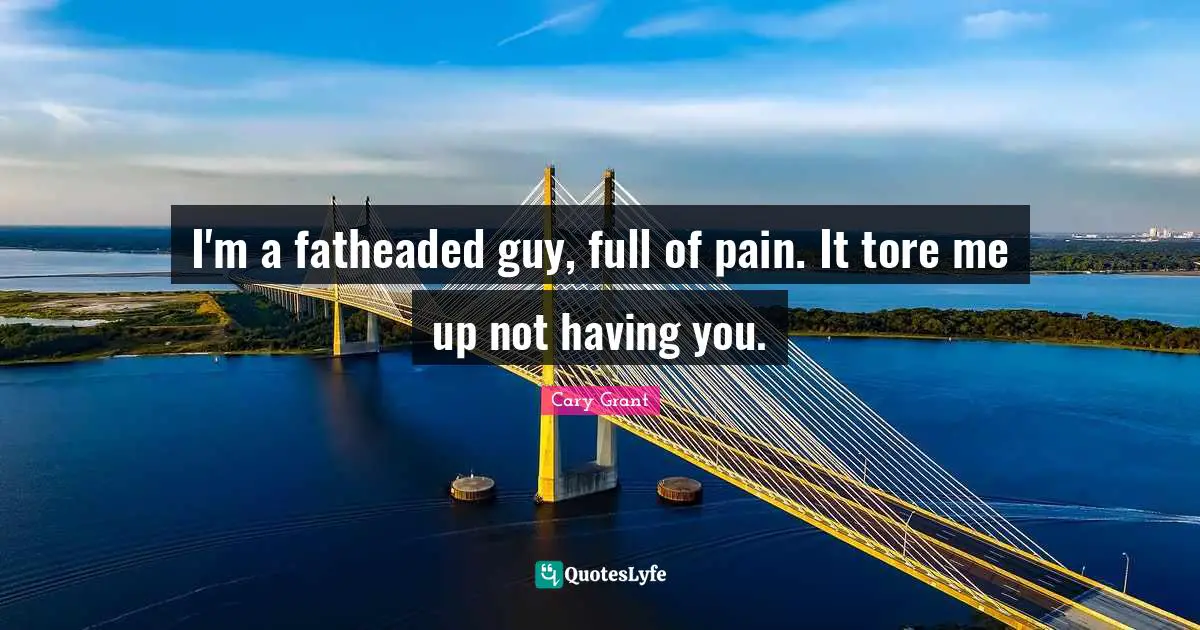 I'm a fatheaded guy, full of pain. It tore me up not having you.
