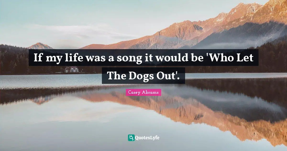 If my life was a song it would be 'Who Let The Dogs Out'.