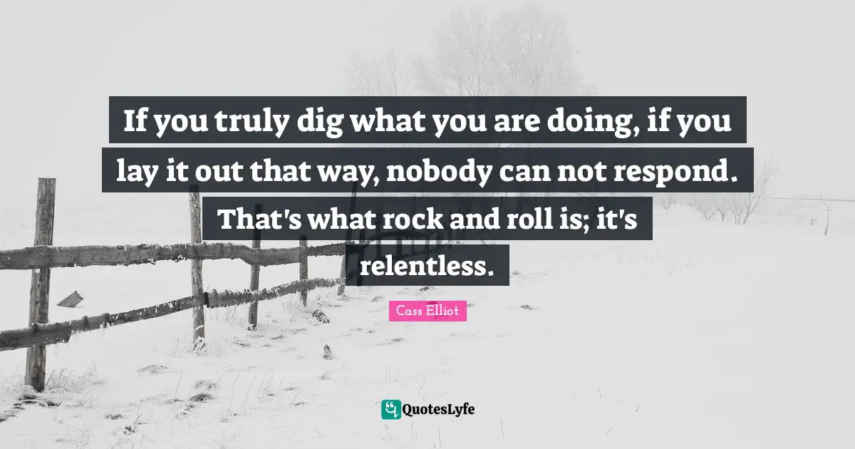 If you truly dig what you are doing, if you lay it out that way, nobody can not respond. That's what rock and roll is; it's relentless.