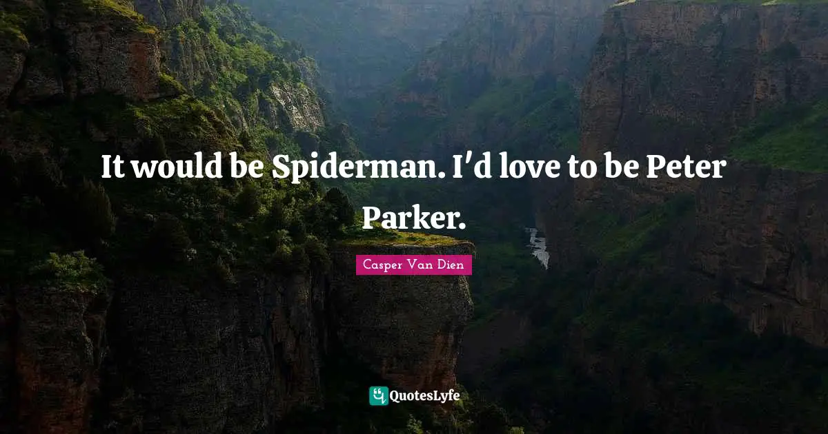 It would be Spiderman. I'd love to be Peter Parker.