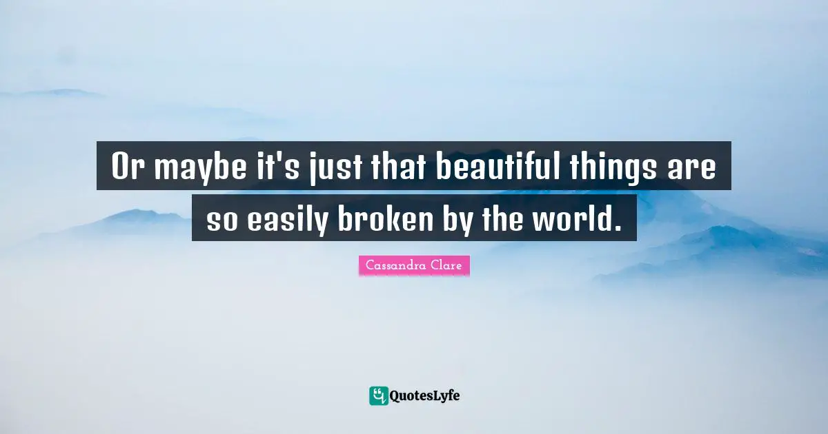 Beautiful Things Quotes: "Or maybe it's just that beautiful things are so easily broken by the world."