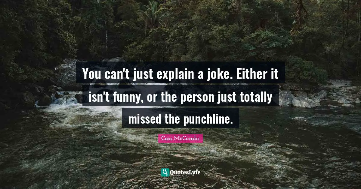 You can't just explain a joke. Either it isn't funny, or the person just totally missed the punchline.