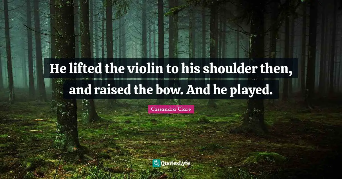 He lifted the violin to his shoulder then, and raised the bow. And he played.