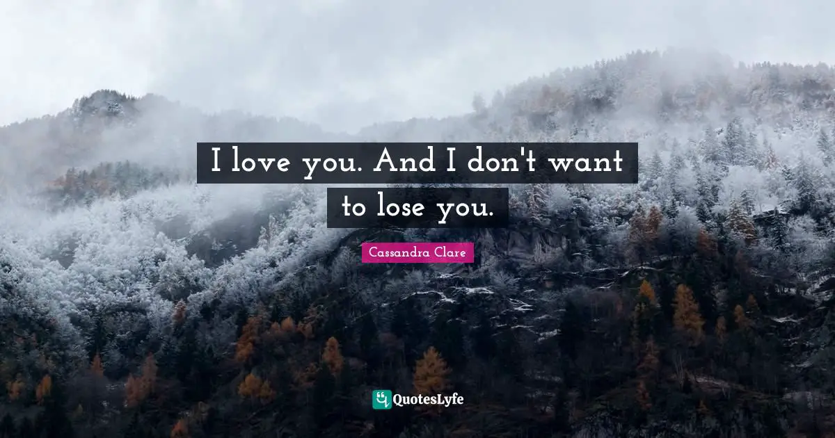 I love you. And I don't want to lose you.