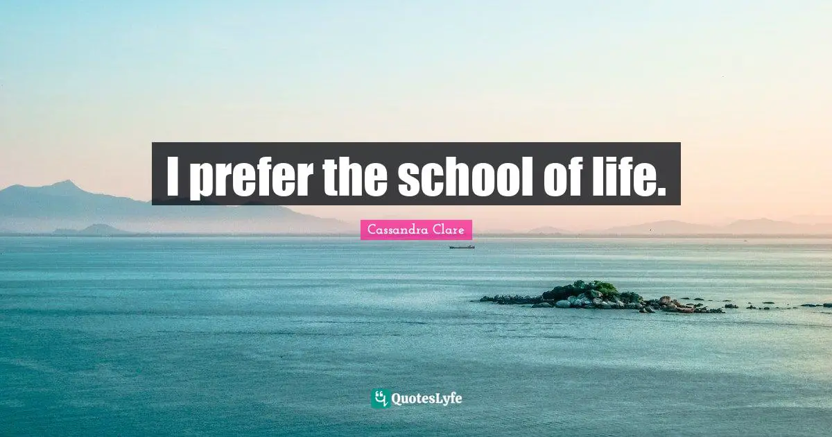 I prefer the school of life.
