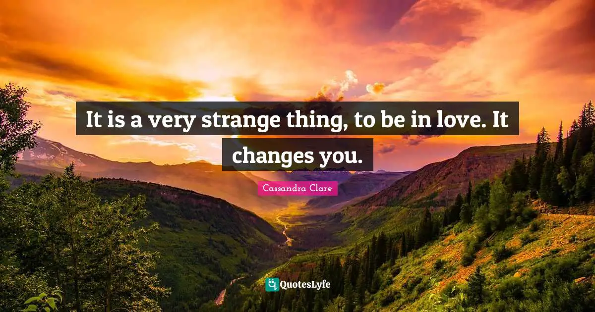 It is a very strange thing, to be in love. It changes you.