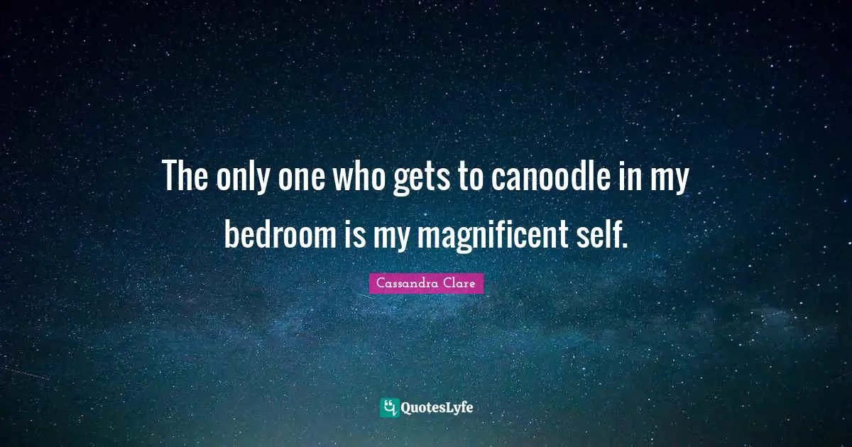 The only one who gets to canoodle in my bedroom is my magnificent self.